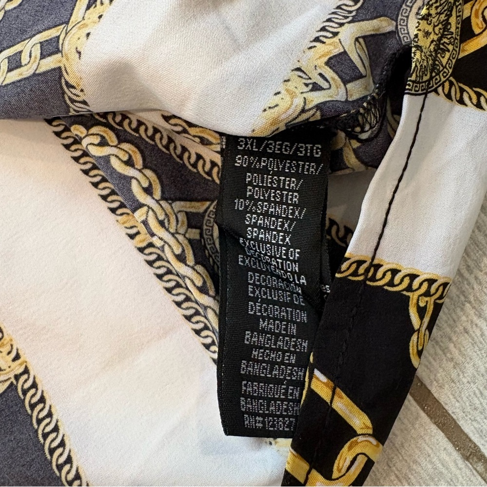 NWT Drill Clothing Baroque Gold Italian Designer Style Shirt Medus Chains, 3X - Picture 9 of 9